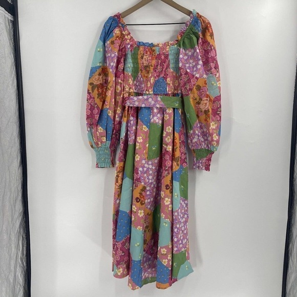 Spell Freda Shirred Midi Dress in Lolly Size, New S - Picture 7 of 7